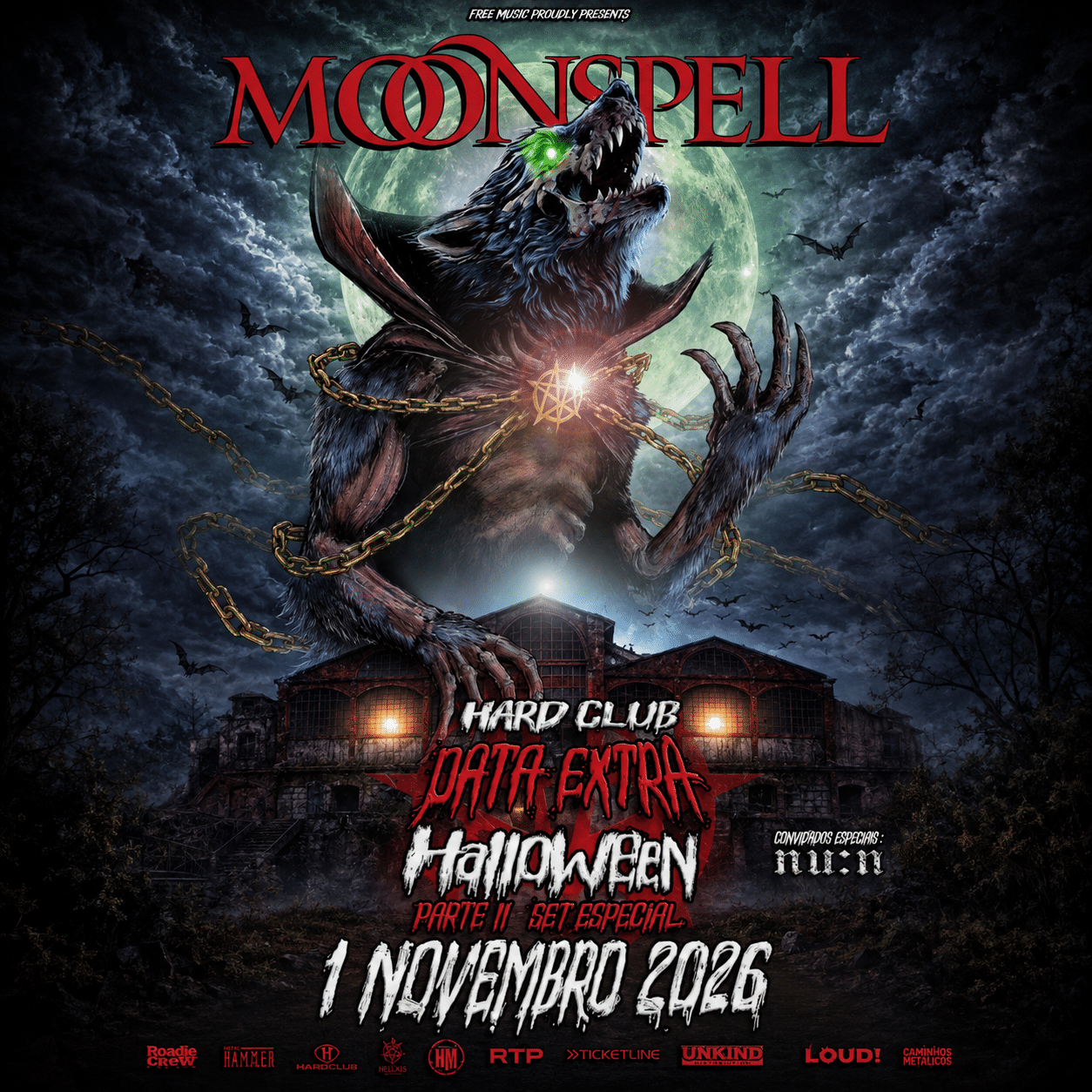 Cartaz Gótico de Halloween com Lobisomem